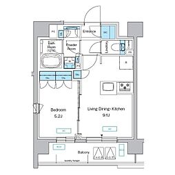 プレディアコート三軒茶屋 1LDKの間取図画像