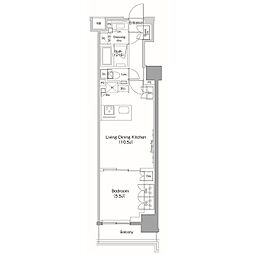 ザ・パークハビオ目黒桜邸 1LDKの間取図画像