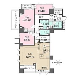 ザ・パークハウス高輪プレイス 3LDKの間取図画像