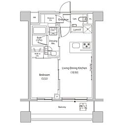 ザ・パークハビオ目黒プレイス 1LDKの間取図画像