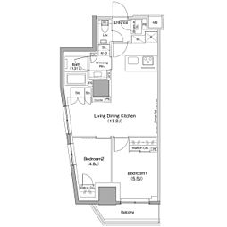ザ・パークハビオ目黒桜邸 2LDKの間取図画像