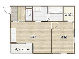 オリエントシティ勝山北 1LDKの間取図画像