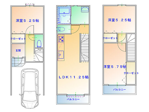 【プラン図】LDKは、陽当たりを確保しやすい2階に配置。外からの視線が気になりにくいのも嬉しいポイントです。（建物価格1630万円、建物面積91m2）