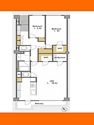 市ヶ谷パークハウス 2LDKの間取図画像