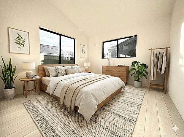 大容量の収納がある寝室。広々としたスペースでご家族の主寝室として、趣味のスペースなど多目的な用途に使用することができます！ ※家具はイメージです。