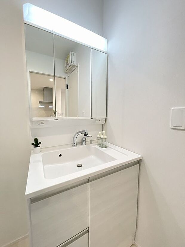 1号棟 朝の身支度に便利なシャンプードレッサーはとっても便利です!シンク下の収納でアメニティ類のストックもバッチリ!