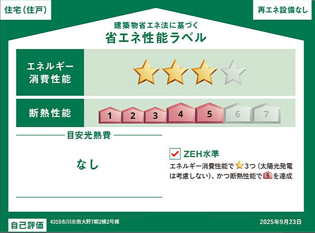 本ラベルは特定の住戸の性能を示すものであり、全ての住戸の性能を示すものではありません