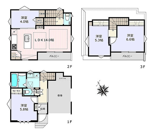 南西向き×全室二面採光の明るい4LDK!