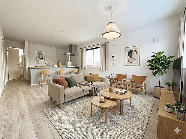 ゆったりと快適にお過ごしいただけるLDKは、お子様のキッズスペースに使え、リビング学習にも最適! ※家具はイメージです。