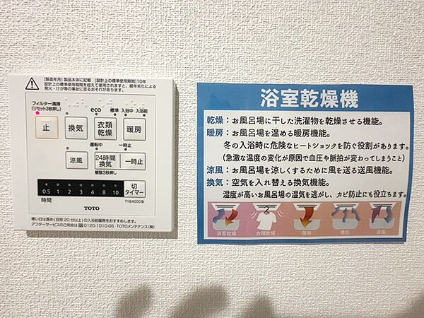 カビの発生も抑制出来ます！また暖房・涼風機能も付いているので冬はいつでも暖かく、夏は涼しく、雨の日でも洗濯物が乾くのも良いですよね！梅雨の時期など重宝します。