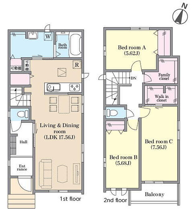 ウォークインクローゼット・ファミリークローゼット付き収納充実3LDK!