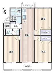 東洋馬込沢グリーンハイツ3 3LDKの間取図画像