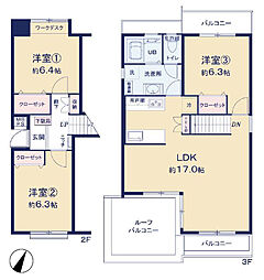 入船中央エステート62号棟 3LDKの間取図画像