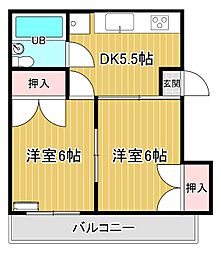 第2要マンション 2DKの間取図画像