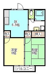 リブランハイツ 2DKの間取図画像
