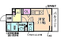 阪急宝塚本線 庄内駅 徒歩3分の賃貸マンション 5階ワンルームの間取り
