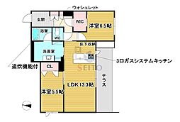 阪急宝塚本線 蛍池駅 徒歩2分の賃貸マンション 1階2LDKの間取り