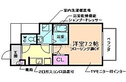 メゾン大島2 ワンルームの間取図画像
