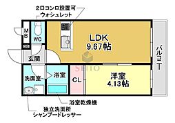 Lu'CREW曽根西町 1LDKの間取図画像