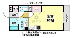 グランウエスト ワンルームの間取図画像
