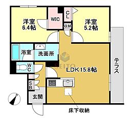 シャーメゾン ペイ ドゥ レーヴ 2LDKの間取図画像