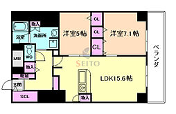 グランセジュール江坂パーカー江坂ビル 2LDKの間取図画像