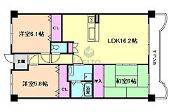 プロムナード豊中 3LDKの間取図画像