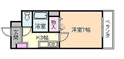 フローラルハイツ服部 1Kの間取図画像
