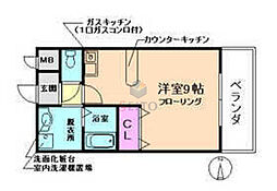 ビオトープ小曽根 ワンルームの間取図画像
