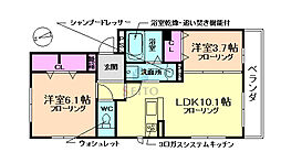 ファミーユ煌星 2LDKの間取図画像