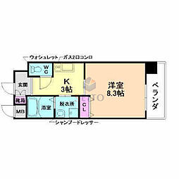 エルベコート豊中服部 1Kの間取図画像