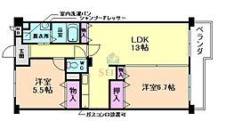 メゾン・ド・ファミール 2LDKの間取図画像