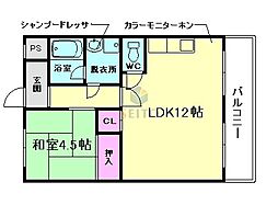 グレイスガーデン豊中 1LDKの間取図画像