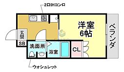 富久美荘 1Kの間取図画像