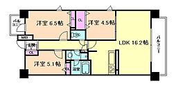 JR東西線 御幣島駅 徒歩2分の賃貸マンション 3階3LDKの間取り
