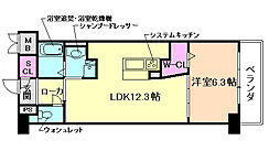 JR東西線 御幣島駅 徒歩10分の賃貸マンション 4階1LDKの間取り