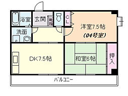 メゾンド.T4 2DKの間取図画像