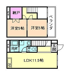 エクセルウィーン塚本 2LDKの間取図画像