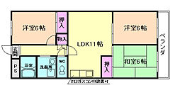 グランジュール淀川 2LDKの間取図画像