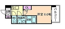 エスリードレジデンスオオサカウエスト 1Kの間取図画像