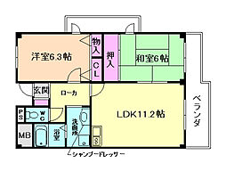 ロイヤルコート歌島 2LDKの間取図画像