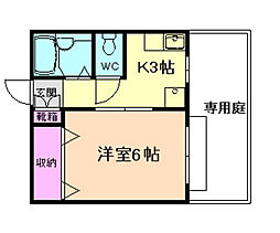 塚本ハイツ1 1Kの間取図画像