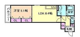 クリエオーレ福町2 1LDKの間取図画像