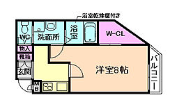クレール西淀川 1Kの間取図画像