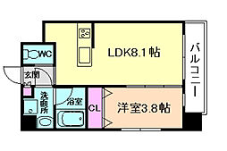 エステート御幣島 1LDKの間取図画像