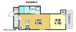 アルコ南塚口 1LDKの間取図画像