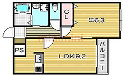 阪急京都本線 茨木市駅 徒歩23分の賃貸マンション 1階1LDKの間取り