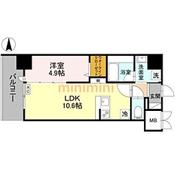 茨木市中津町マンション 1LDKの間取図画像
