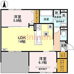 Dーresidence下田部B 2LDKの間取図画像