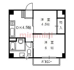 茨木グランドハイツ 2DKの間取図画像